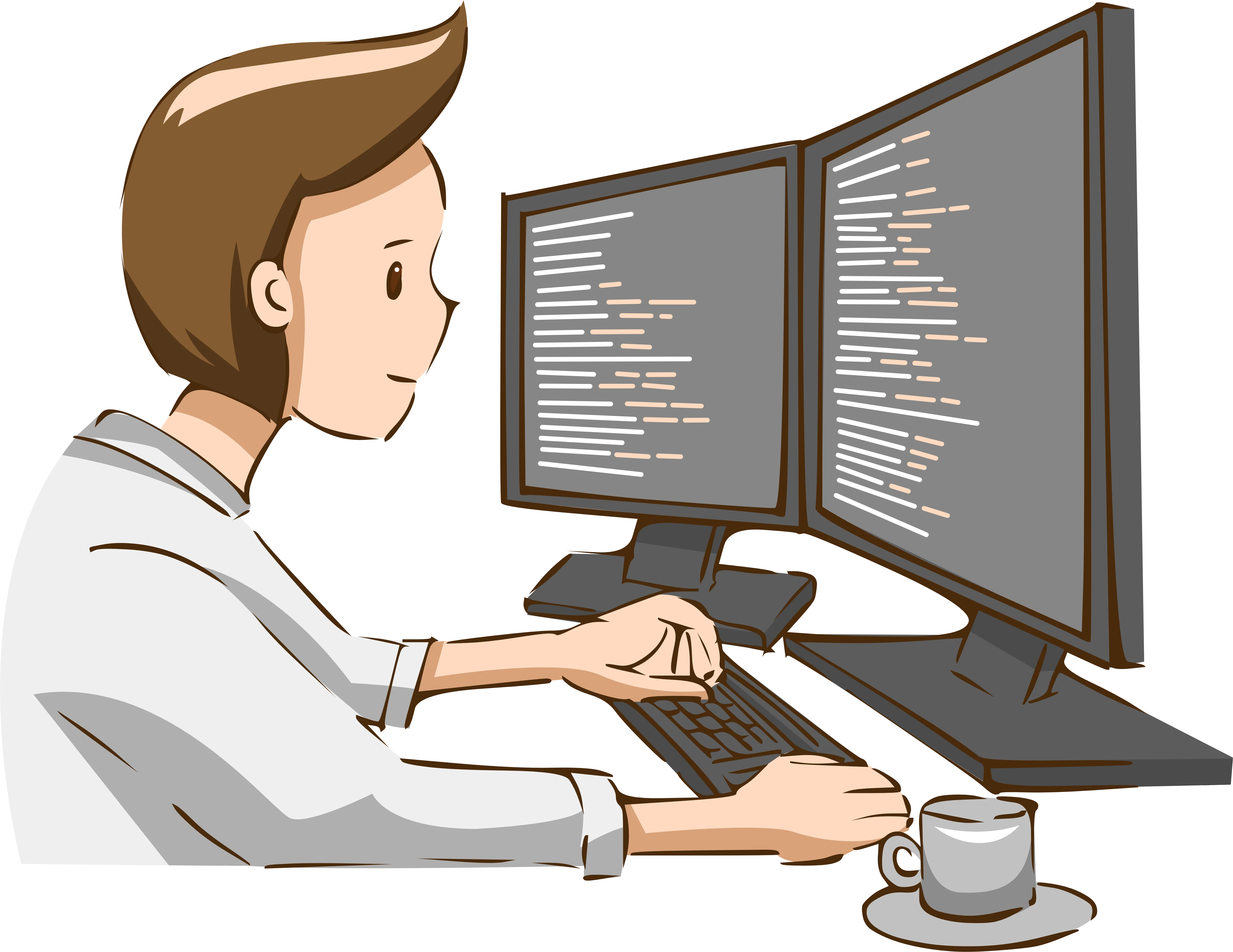 IT expert working at dual monitors — join Pockit Engineers as a verified technician in Mumbai